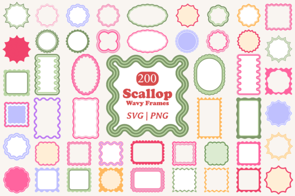 Download Scallop Wavy Frame SVG PNG Bundle - Svg png bundle Collection