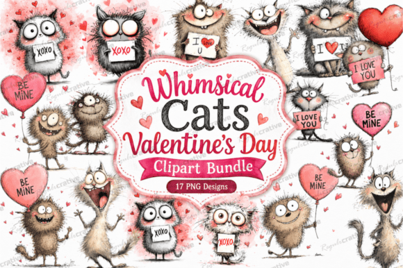 Download Cats Valentine's Day Clipart PNG Bundle - Valentine's day clipart Collection