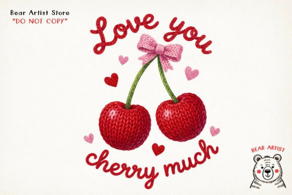 Download Crochet Cherry Bow Love, Valentine Crochet PNG - Valentine crochet png Collection