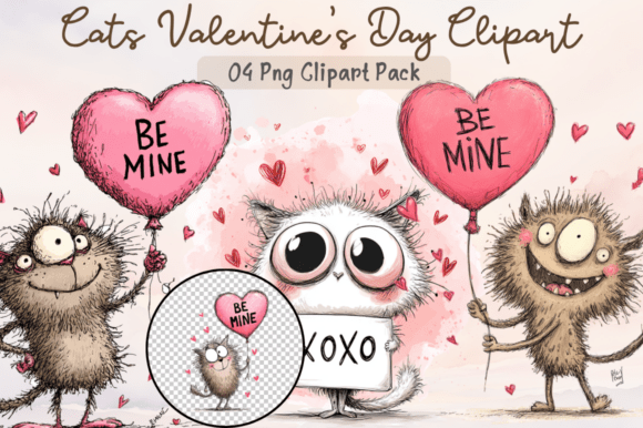 Download Cats Valentine's Day Clipart PNG, Cute - Valentine's day clipart Collection