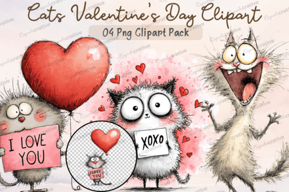 Download Cats Valentine's Day Clipart PNG, Cute - Valentine's day clipart Collection