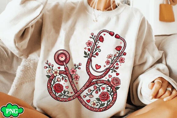 Download Floral Nurse Stethoscope Valentine PNG - Stethoscope valentine png Collection