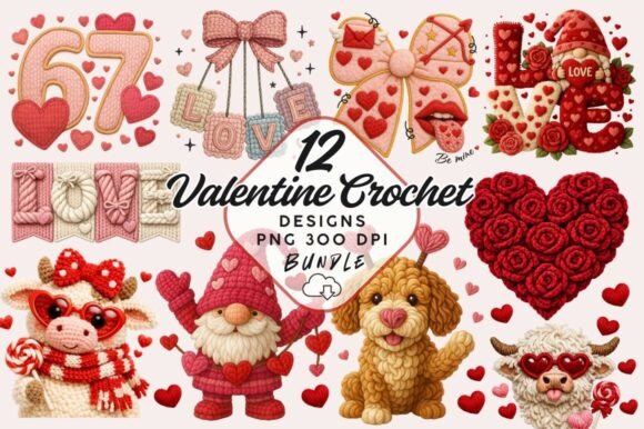 Download Valentine Crochet PNG Bundle, Valentine - Valentine crochet png Collection