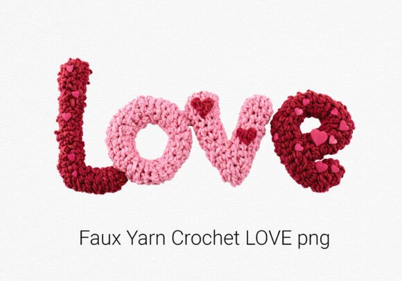 Download Faux Yarn LOVE Valentine Crochet PNG - Valentine crochet png Collection