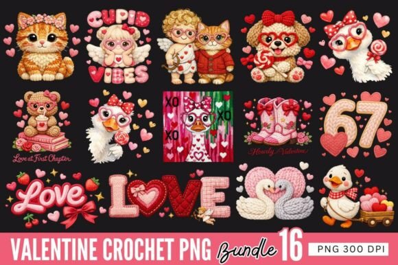 Download Valentine Crochet PNG Bundle, Valentine - Valentine crochet png Collection