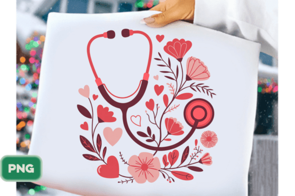 Download Floral Nurse Stethoscope Valentine PNG - Stethoscope valentine png Collection
